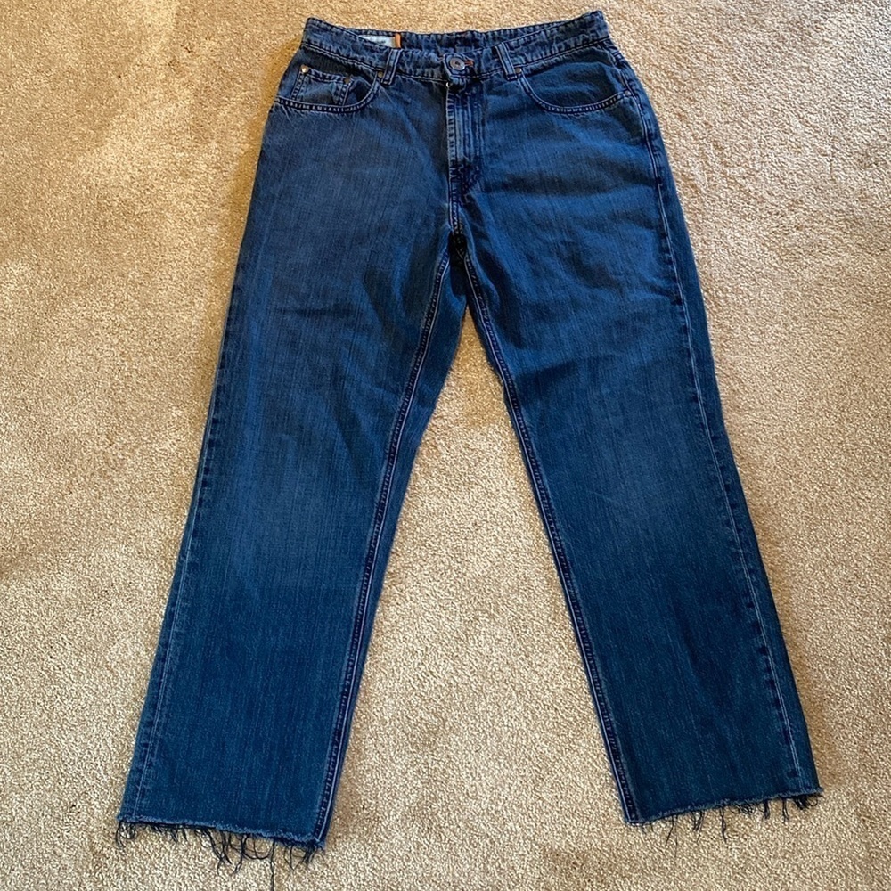 Faconnable Modele F40 Gipsy Straight Leg Raw Hem Jeans Blue W32 x L28